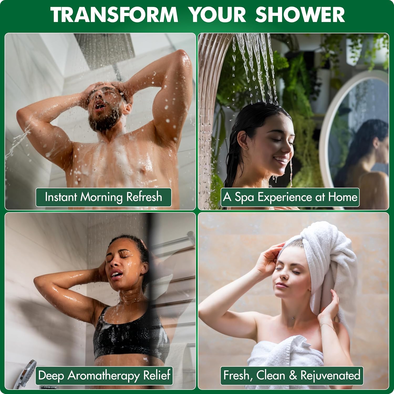Brookstone Shower Steamers Aromatherapy 12 Tablets - Christmas Stocking Stuffers for Men, Birthday Gifts for Women, Green Elephant, Relaxation, Self Care - Shower Steamers Clean Breeze