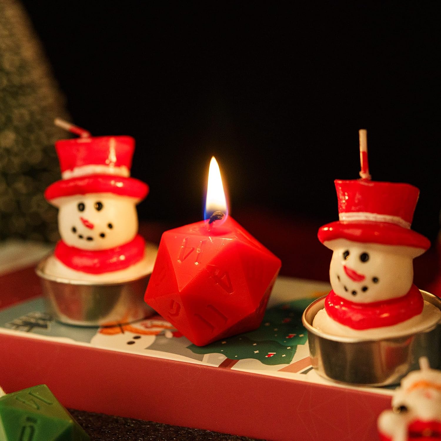 D20 Dice Candles Set, Box of 5 Piece, Long Burning Candles, DND Christmas Candle Gift Polyhedral Dice Candle with Gift Box for Home Decor, Christmas, as D&D Gifts