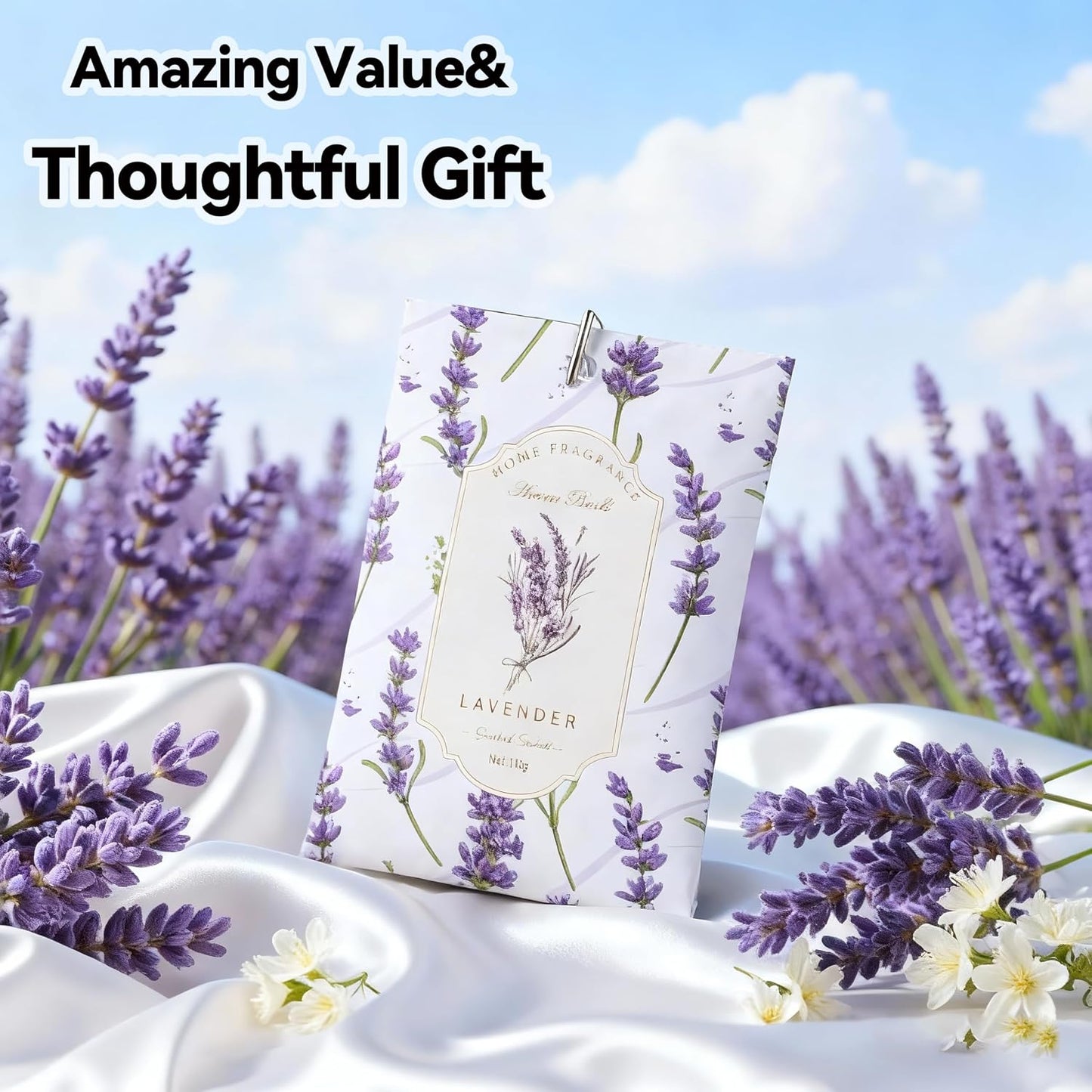 Lavender Sachets Bags for Drawers and Closets, Long-Lasting Air Fresheners for Dresser, Scented Sachets, Wardrobe Odor Eliminator - Closet Deodorizer Fragarance 6 Pack