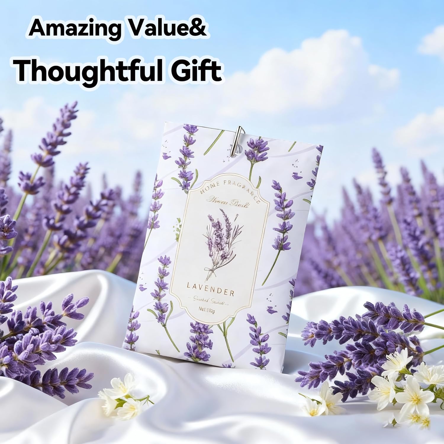 Lavender Sachets Bags for Drawers and Closets, Long-Lasting Air Fresheners for Dresser, Scented Sachets, Wardrobe Odor Eliminator - Closet Deodorizer Fragarance 6 Pack