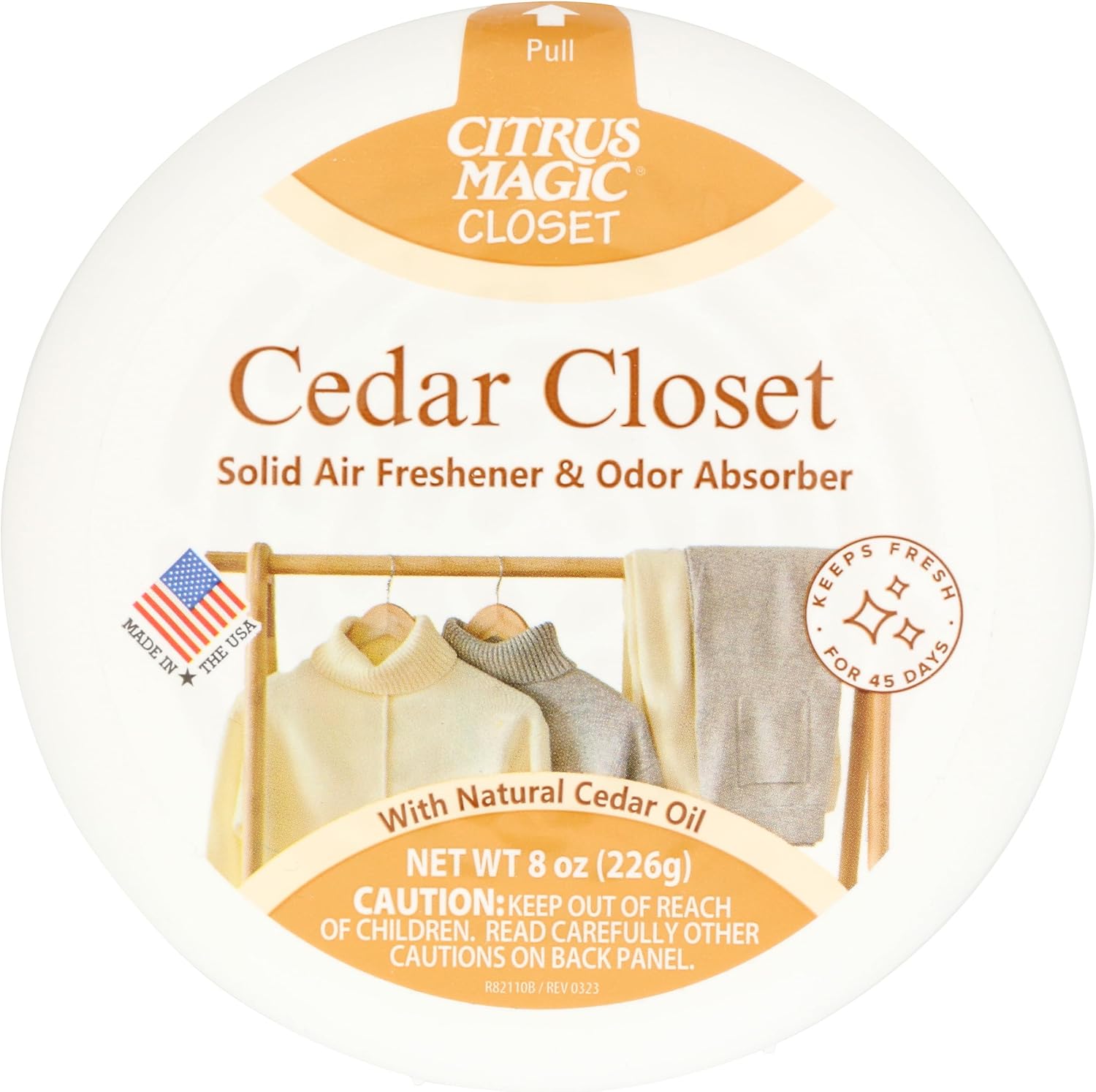 Citrus Magic For Closets Odor Absorbing Solid Air Freshener, Cedar Closet, 8-Ounce, Pack of 1 (616000000)