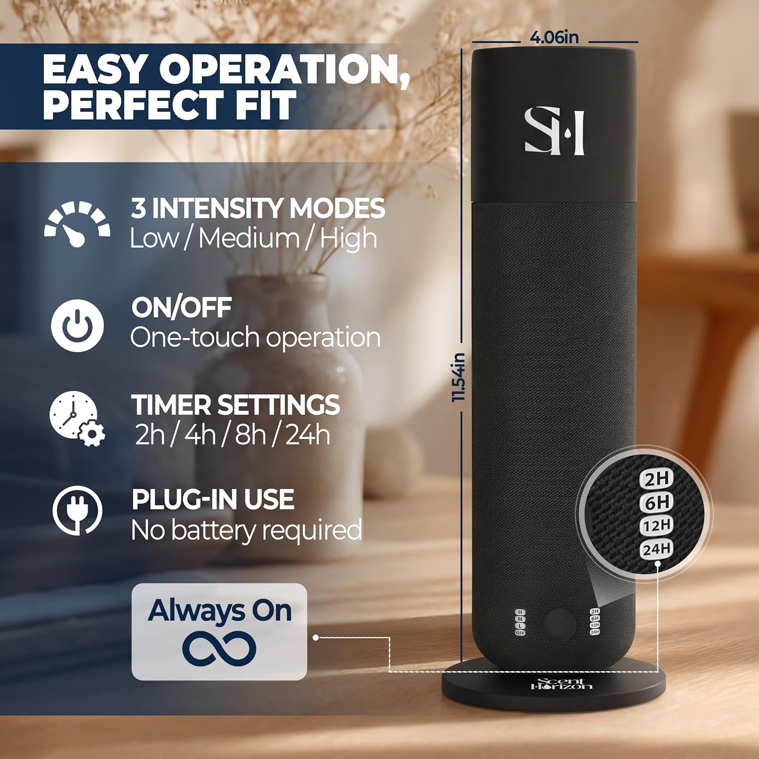 Hotel Waterless Scent Diffuser for Home Large Room - Tower Design 2026, Oil Diffusers for Home, Hotel Aroma Oil Diffuser, Luxury ColdAir Home Diffuser for Office & Whole House, Set 3x15ml Diffuser Oil