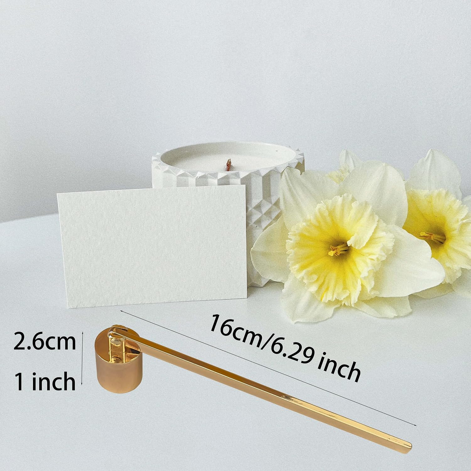 Candle Snuffer, Golden Candle Snuffer Extinguisher with Long Handle, Gold Color Stainless Steel Wick Flame Snuffer for Putting Out Candle Flame Safely