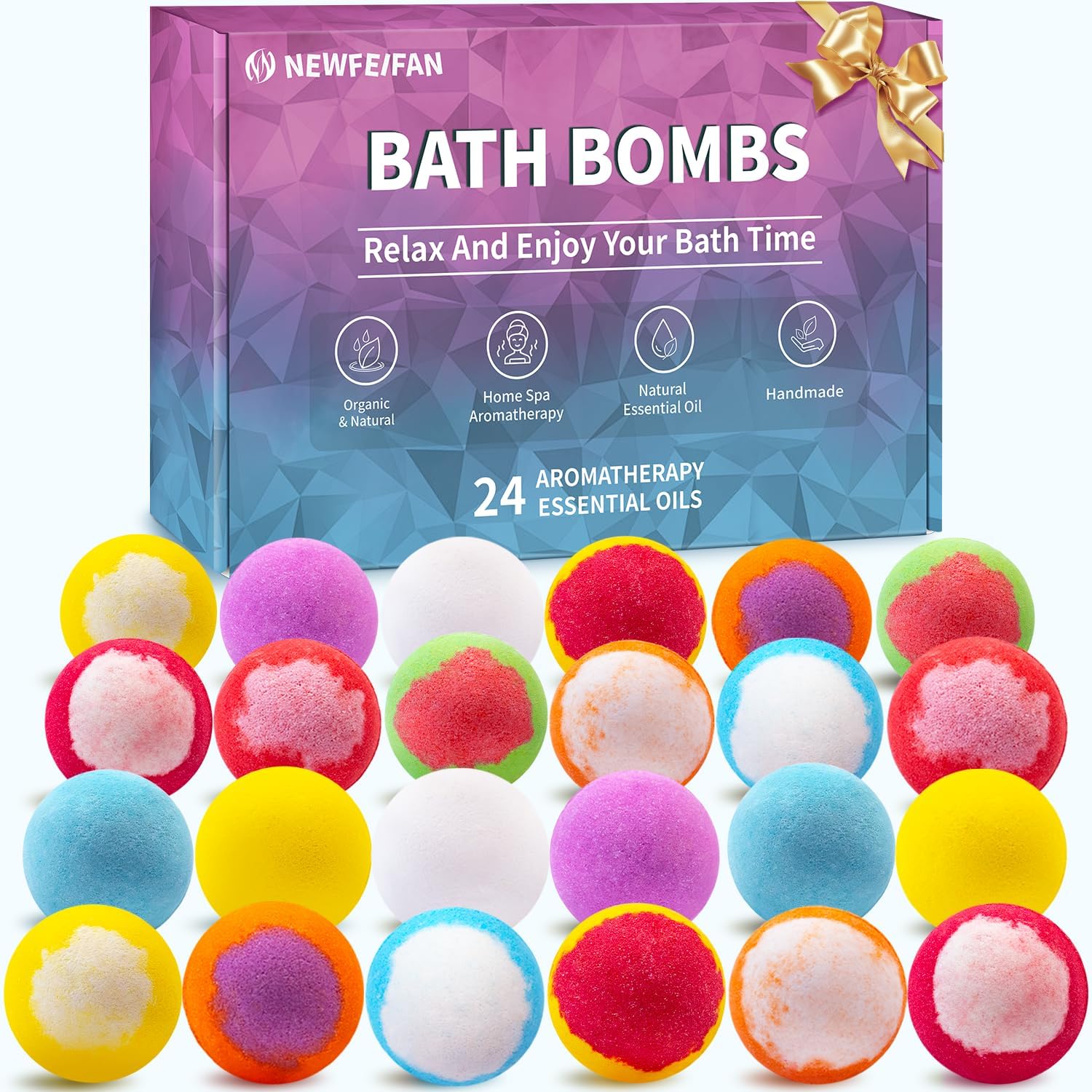 Bath Bombs for Women & Men Gift Set - 24 Pack | Handmade Natural Organic Essential Oil, Shea & Coco Butter Dry Skin Moisturize, SPA Relaxing Birthday Gifts for Wife, Her