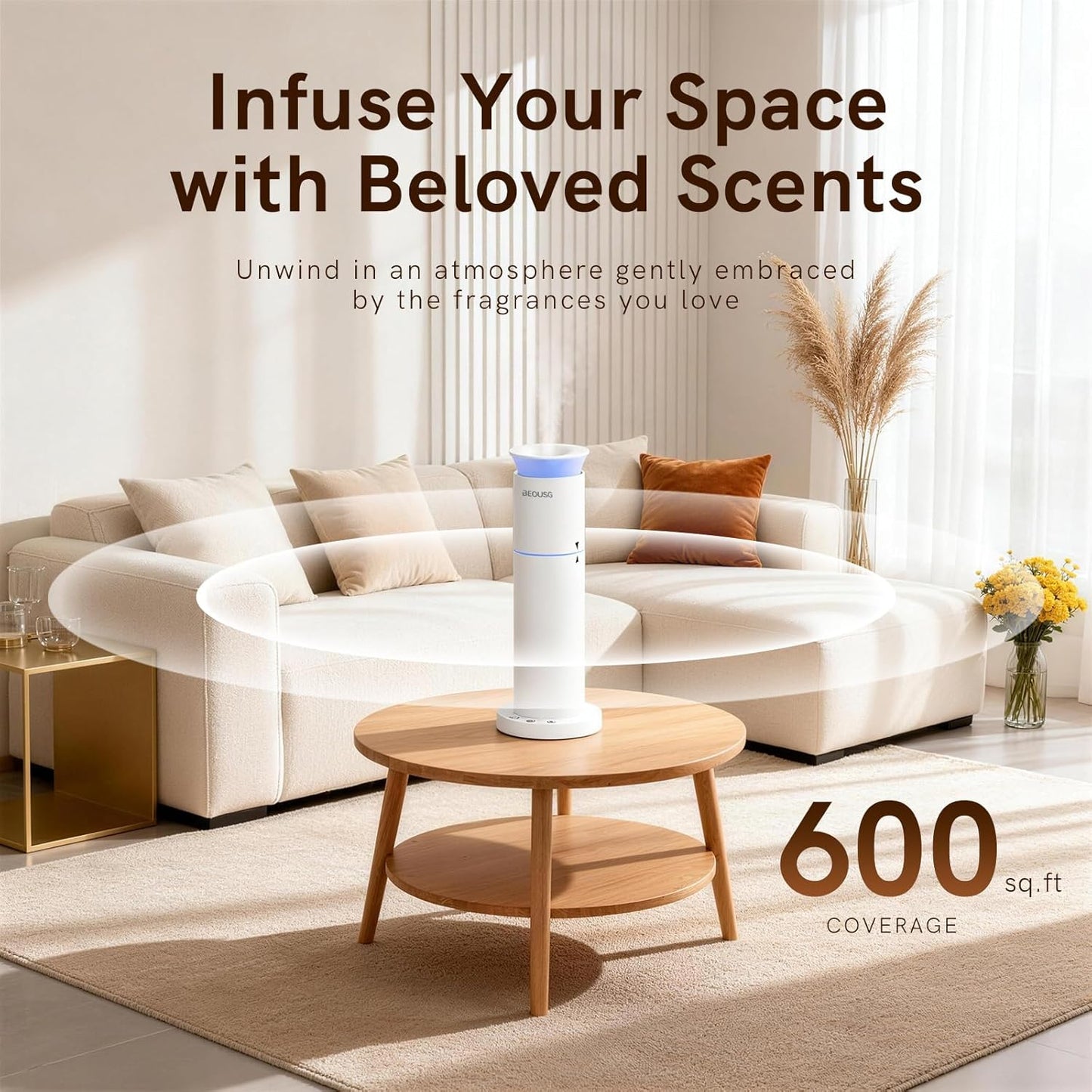 Waterless Essential Oil Diffuser for Home,Scent Diffusers with 3 Timer Settings, 3 Mist Levels for Spas Room Studio Office