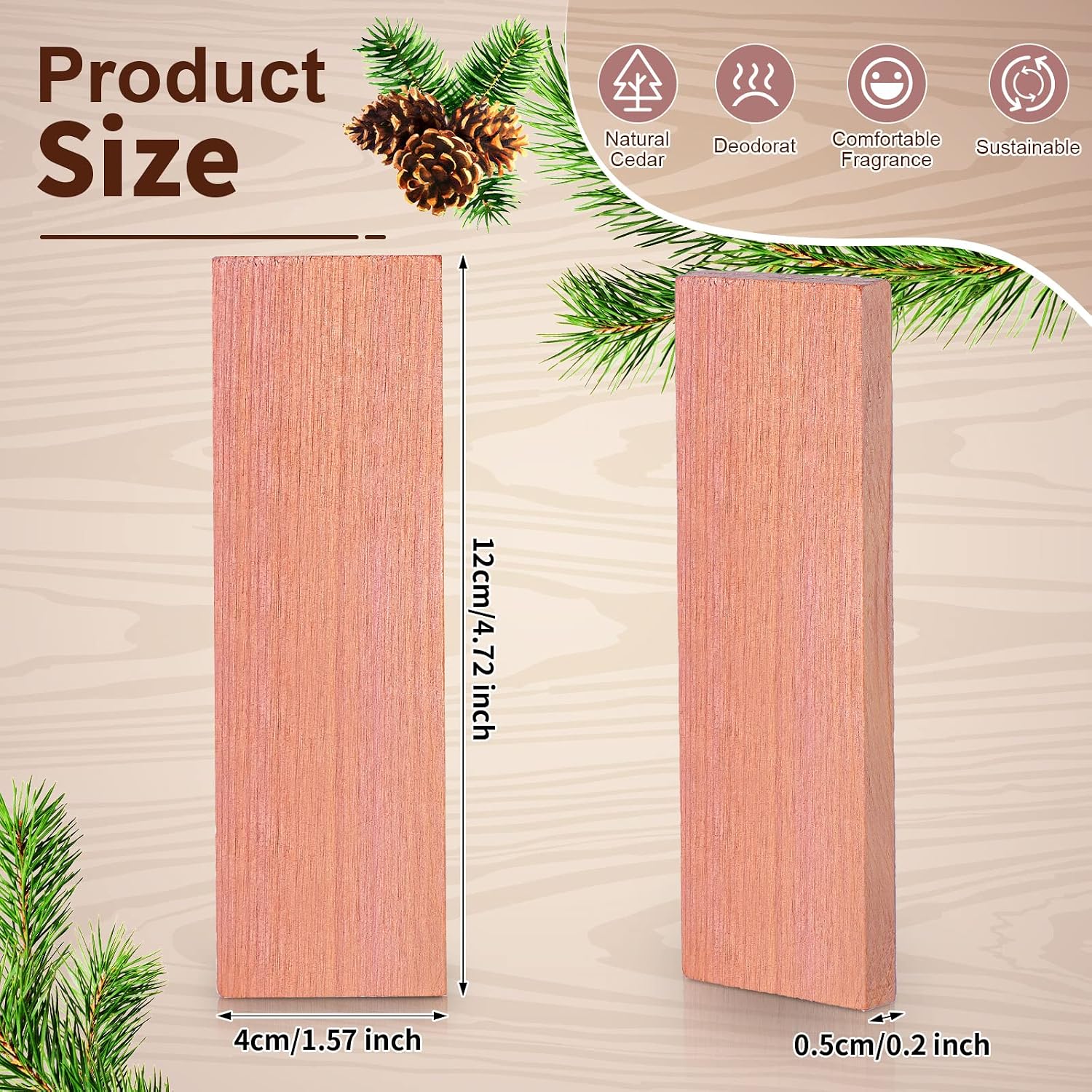 Fumete 100 Pcs Cedar Blocks for Clothes Storage Aromatic Cedar Balls Cedar Blocks for Closet Red Wood Planks Natural Cedar Accessories for Drawers and Closet Storage