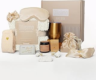 Luxury Gift Basket for Women – Spa Self Care Kit, Hug in a Box, Get Well Soon Package, Thinking of You Gift, Birthday Box, Relaxing Set, Sympathy Present for Her, Mom, Wife, Sister (Ivory)