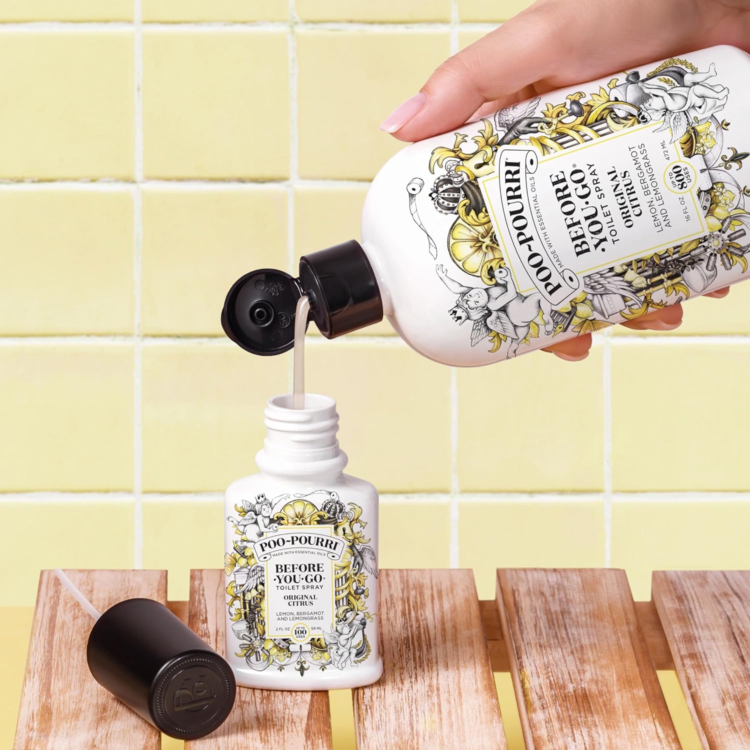 Poo-Pourri Before-You-Go Toilet Spray, Fresh Sea Salt, 4 Fl Oz, Up to 200 Uses, Bathroom Odor Deodorizer, Plant-Based with Essential Oils, for Home or Work, Sea Salt, Bergamot & Eucalyptus Scent