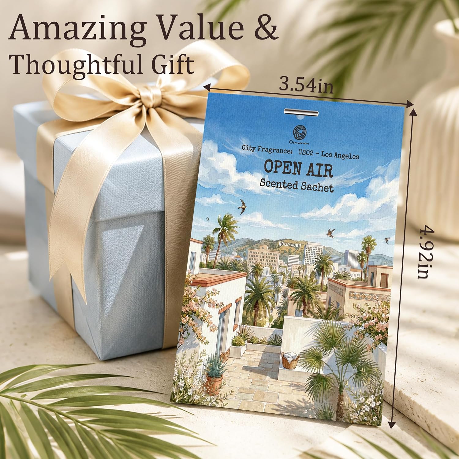 US02-Los Angeles Open Air Scented Sachets for Closets, Drawers & Cars, 12 Pack