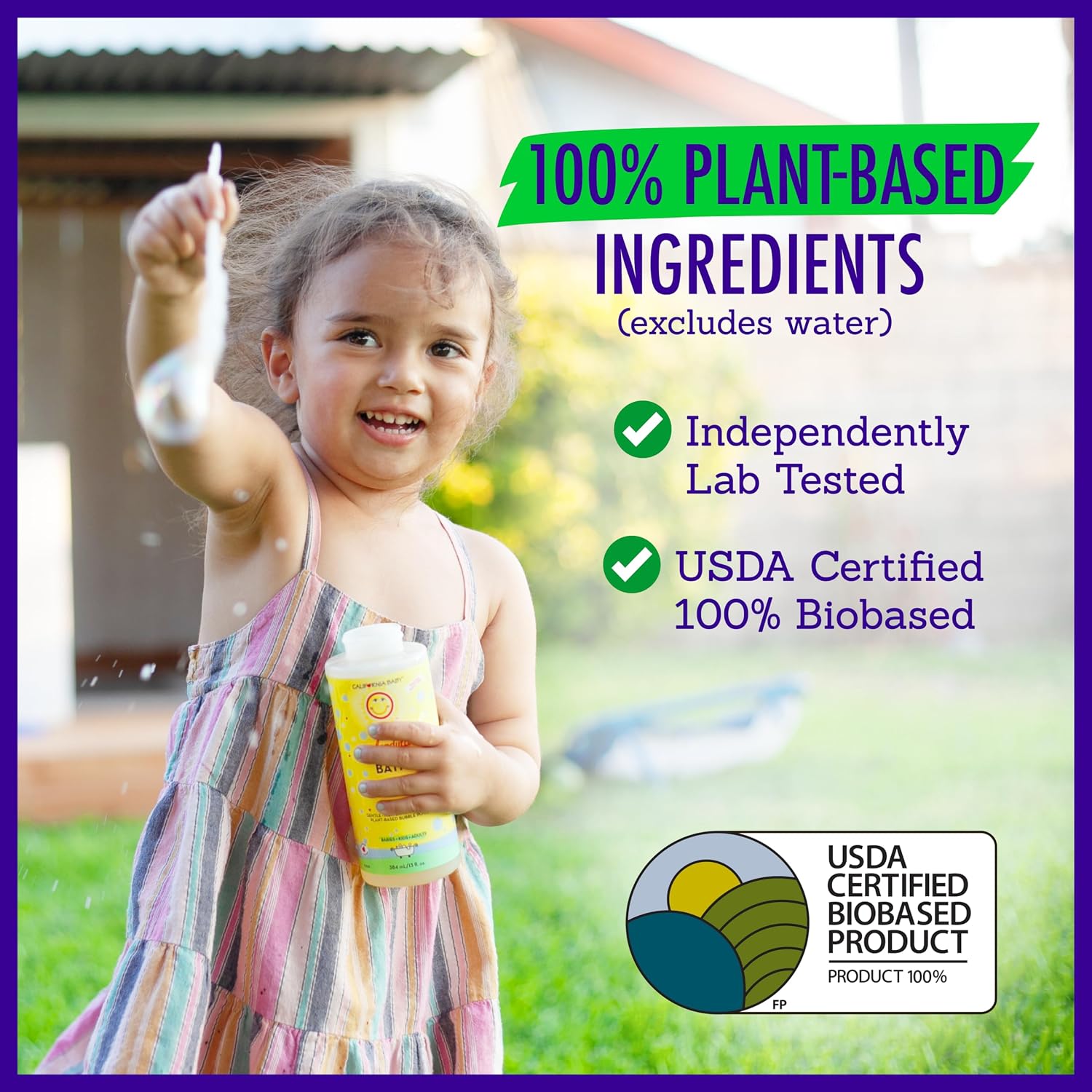 California Baby Calendula Bubble Bath | 100% Plant-Based Kids Bubble Bath | Soothing Lavender Baby Bubble Bath | Free Bubble Wand | 384 mL / 13oz