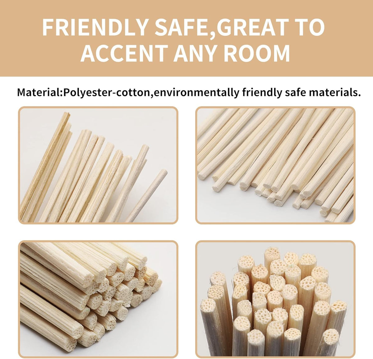 VFULIE 100PCS Reed Diffuser Sticks, Refill Replacement for Aroma Fragranc (100, Primary Color)