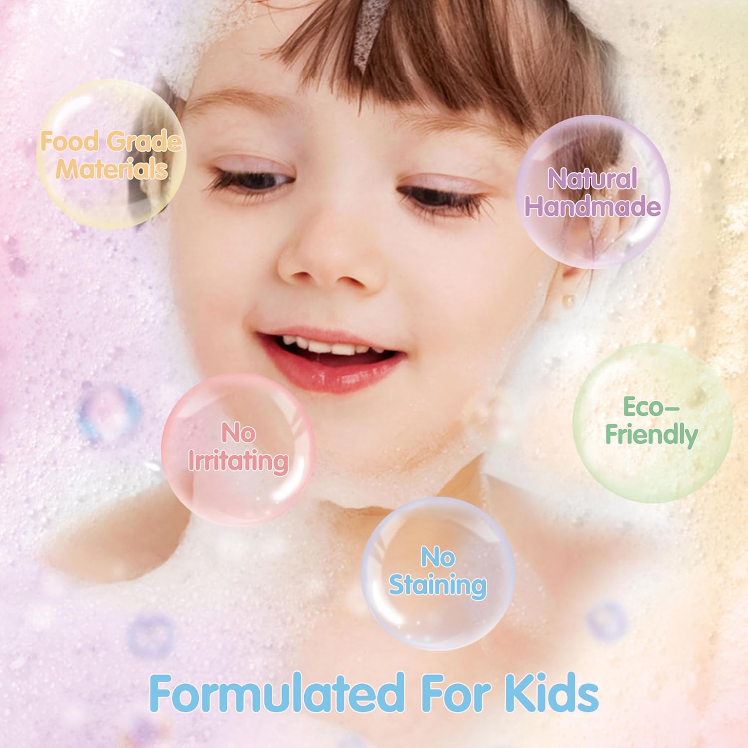 Kids Bath Bombs, 6 Pack Mermaid Bath Bombs for Kids, 4 Oz Natural Organic Bubble Shells with Surprise Jewelry, Perfect Birthday, Christmas Party