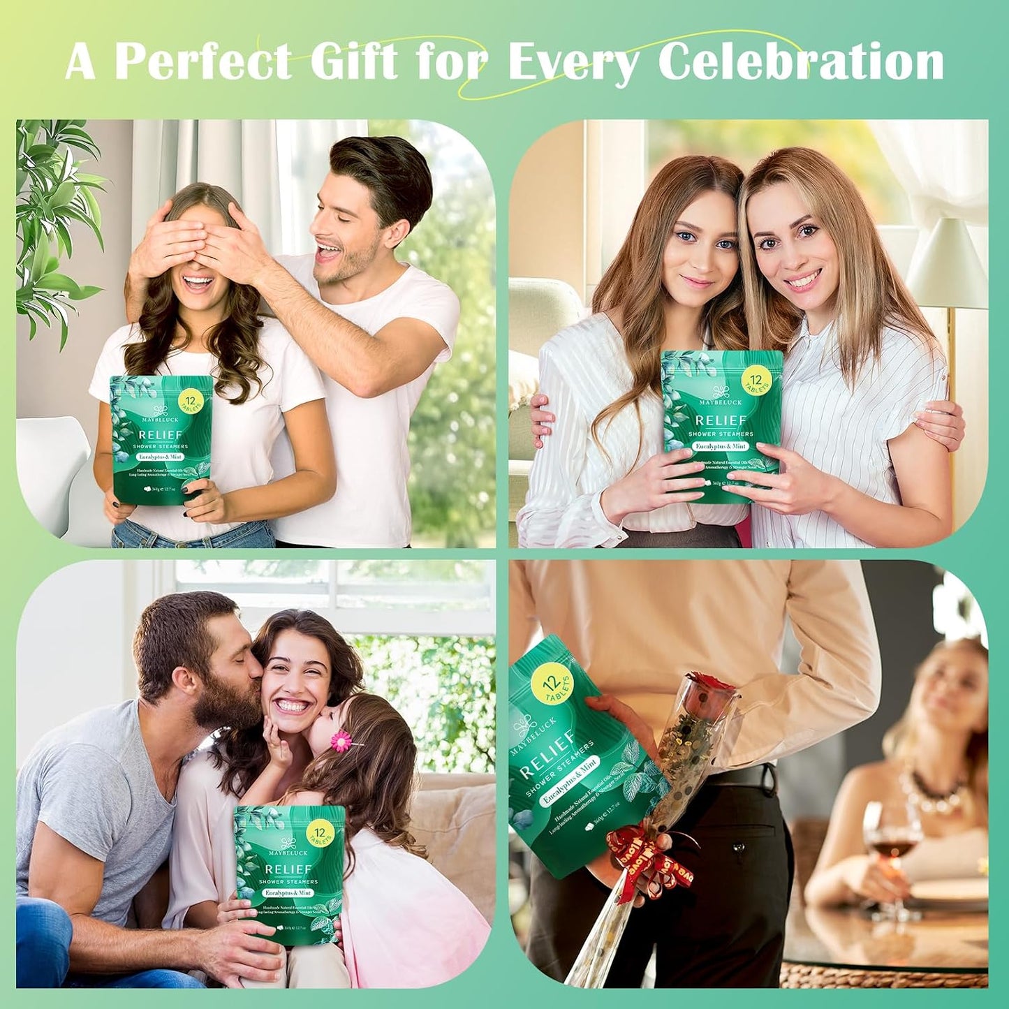Eucalyptus Mint Shower Steamers 30 Pack - Eucalyptus for Shower, Valentine's Day Gifts & Birthday Gifts for Women