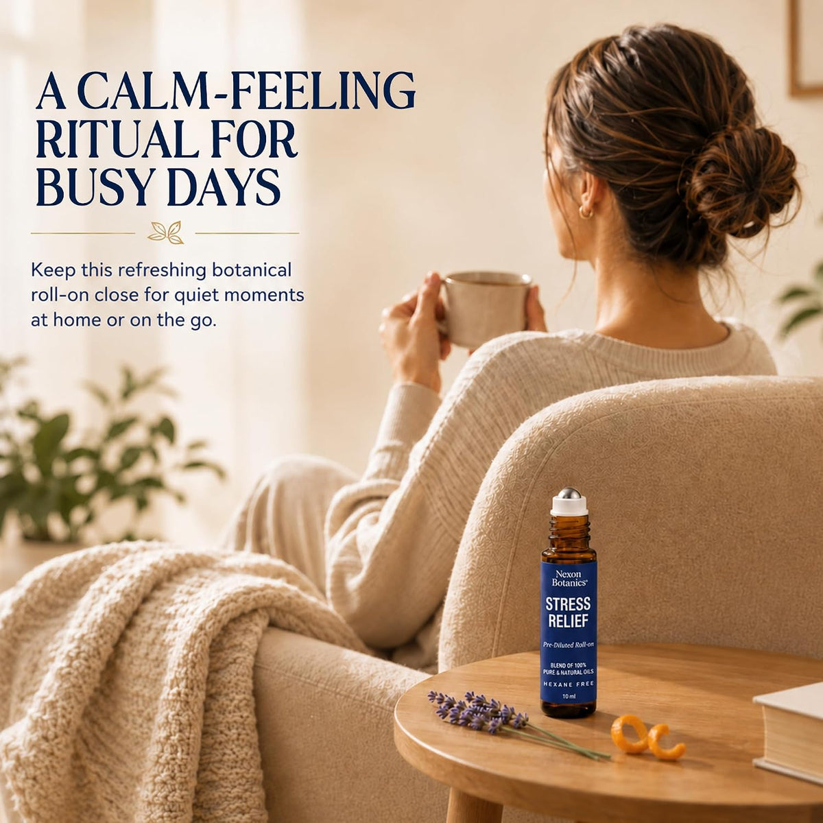 Stress Relief Essential Oil Roll-On 10 ml for Aromatherapy and Relaxation
