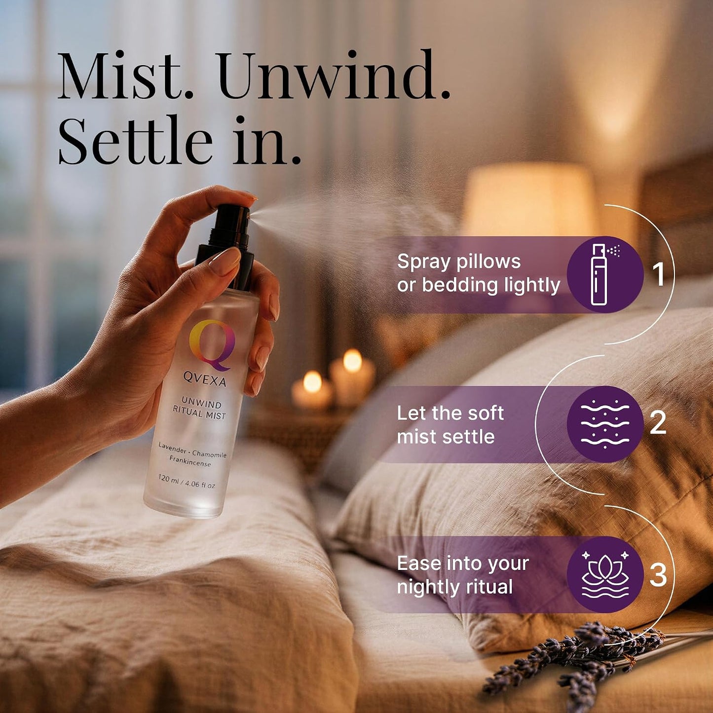 Unwind Ritual Deep Sleep Pillow Spray & Aromatherapy Mist, 4.06 fl oz | Stress relief aromatherapy mist with Chamomile & Frankincense, linen, bed & pillow sleep spray, relaxation, anytime reset.