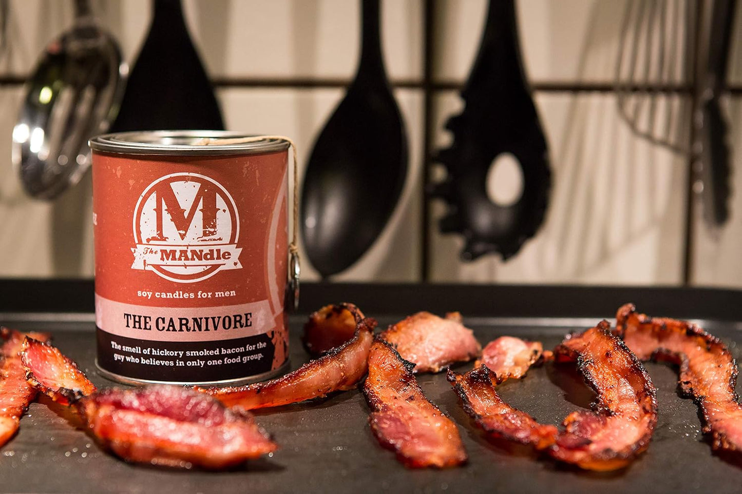 ECO CANDLE CO. The Mandle Soy Candle for Men - Scents of Hickory Smoked Bacon - The Carnivore, 15 oz. Paint Can - 100% Soy Wax, No Lead, Hand Poured, Phthalate Free, Made from Midwest Grown Soybeans