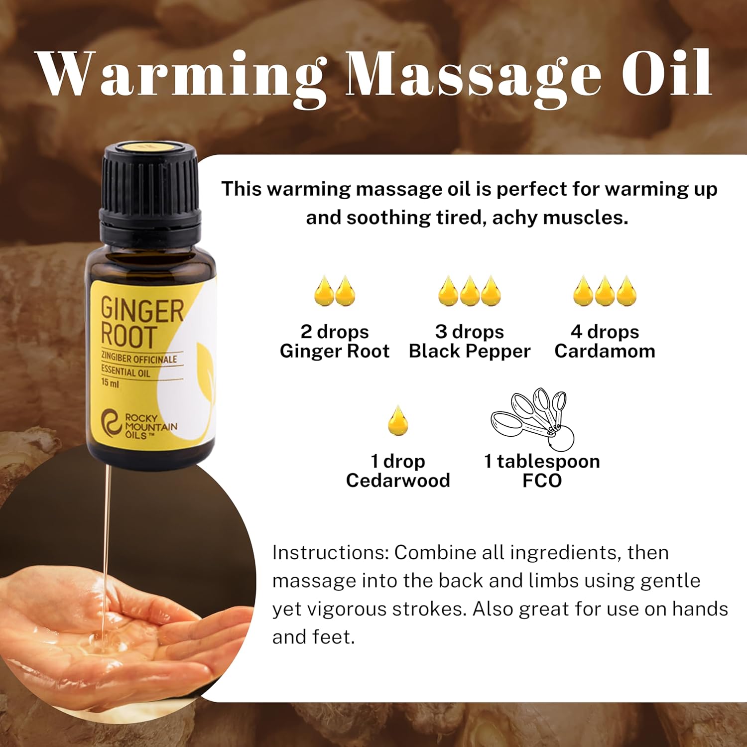 Rocky Mountain Oils - Ginger Root - 15 ml - Natural Essential Oil
