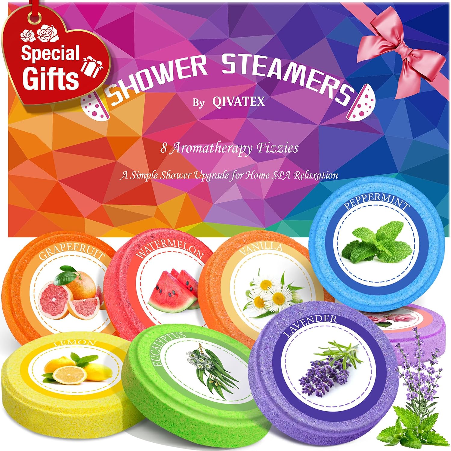 Qivatex Shower Steamers Aromatherapy, Birthday Gifts for Women, Teen Girls | Natural Essential Oils, Soothing Spa Self Care for Stress Relief & Relaxation, Gift for Women, Wife, Mom, Sister, Girlfriend