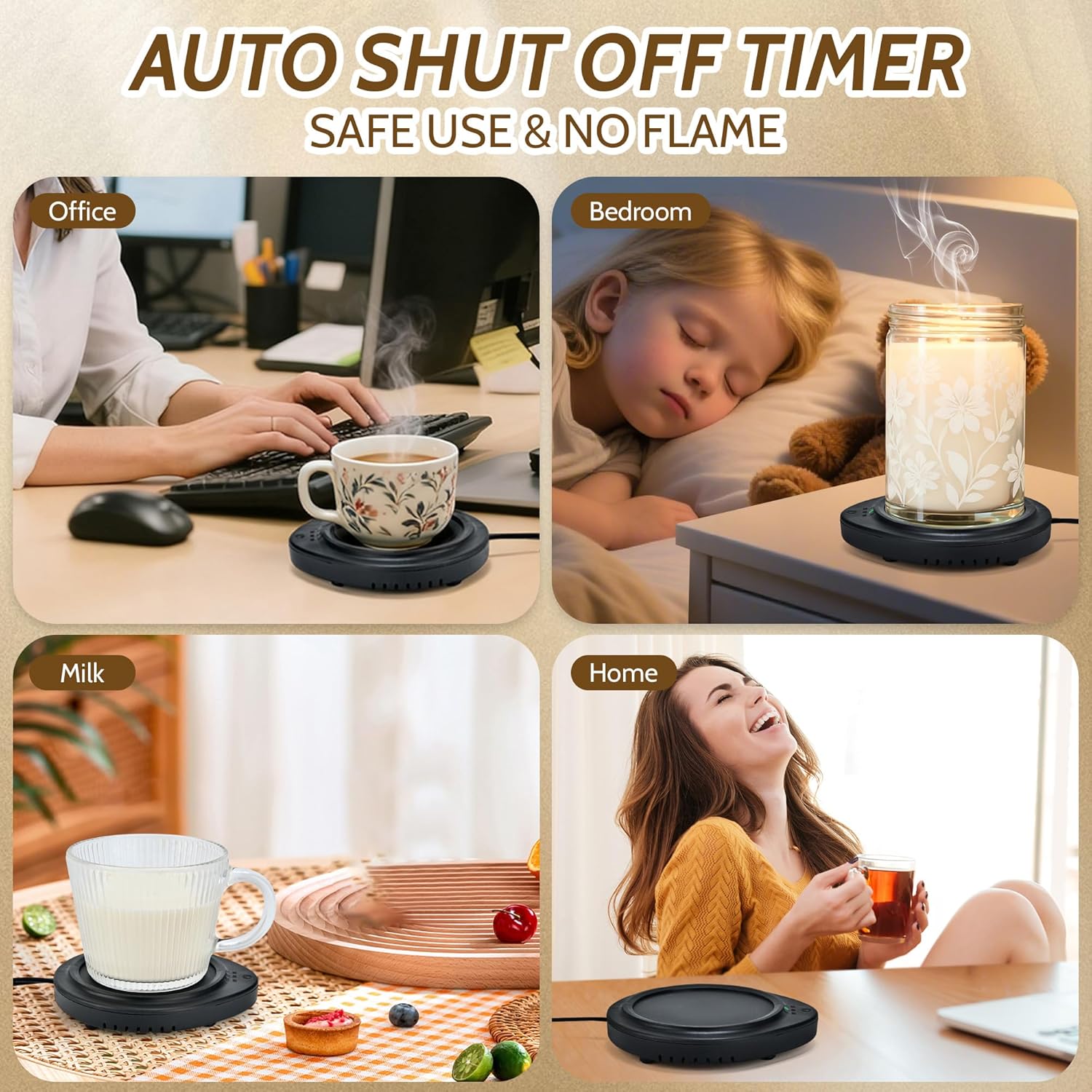 Candle Warmer with Timer, Coffee Mug Warmers for Large Jar,Safely Releases Scents Without a Flame, Melt The Candle Quickly, Enjoy Your Warm Coffee Tea. Gifts for Festival Birthday Women Men Mom Dad