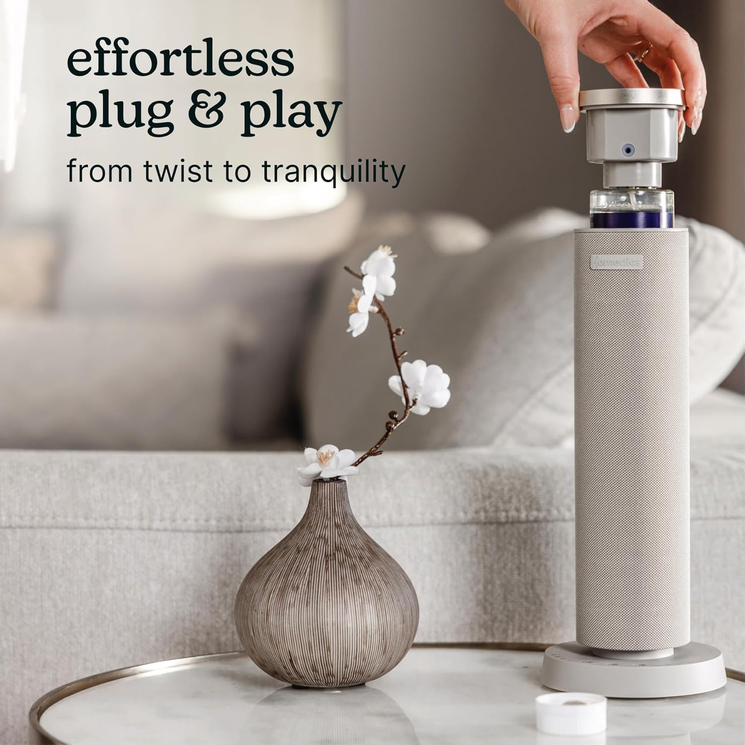 Homedics SereneScent Waterless Diffuser Oil Refill — Mandarin Basil (120ml). Bright & Refreshing Home Fragrance. Compatible with SereneScent Diffusers. Easy Twist Plug & Play