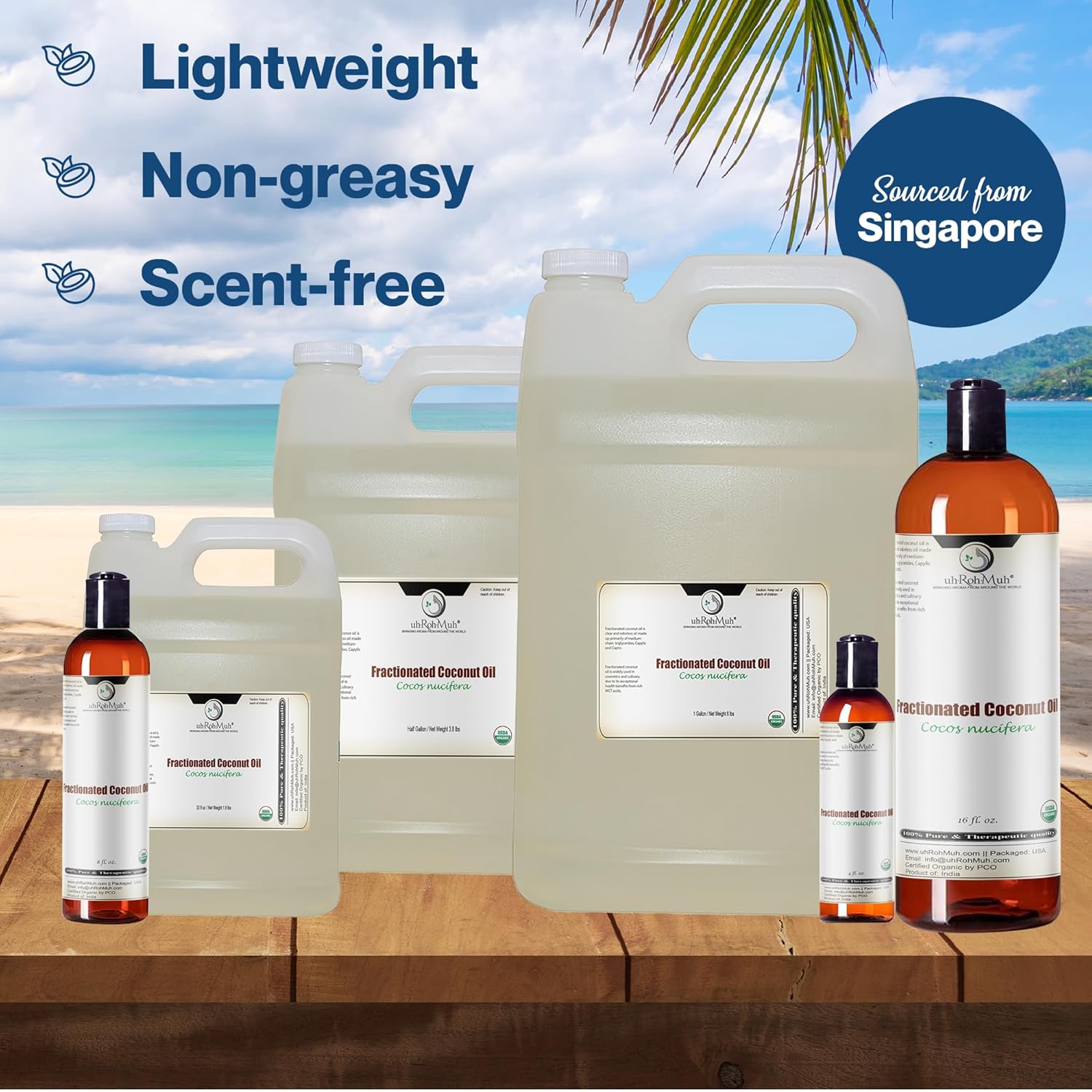 Premium Organic Fractionated Coconut Oil USDA Certified| Hydrating Moisturizer for skin 100% Pure, Unscented|Expeller Pressed Carrier Oil for Essential Oil(Net Wt:1.8kg/4lb)