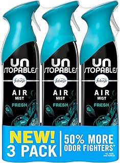 Febreze Air Mist, Air Freshener Spray, Odor Fighting Room Spray, Deodorizer for Home Bathroom Kitchen Office Apartment Dorm Room Classroom, Unstopables Fresh Scent, 8.1oz (Pack of 3)