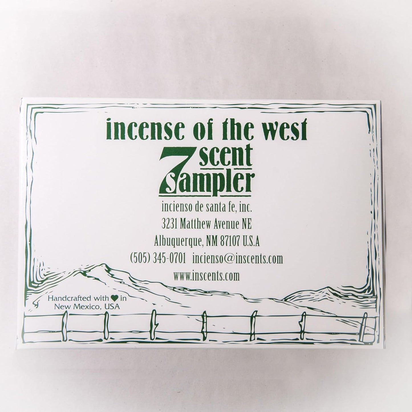 Incienso de Santa Fe - 7 Scent Sampler Natural Wood Incense with Burner, Includes Piñon, Cedar, Juniper, Hickory, Alder, Mesquite, and Fir Balsam (70 Bricks) - Made in the USA