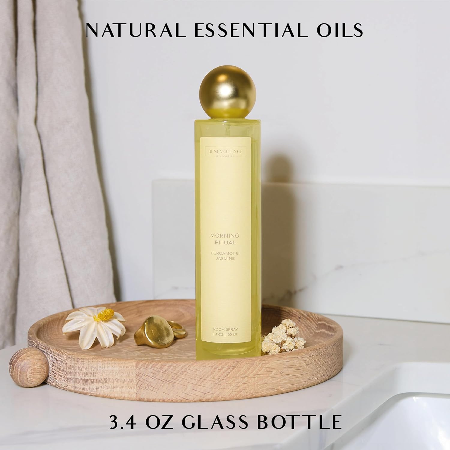 Bergamot & Jasmine Room Spray | Benevolence LA Air & Fabric Freshener for Home & Linen | Fresh Floral Scent, Relaxing Home Fragrance, Gift Idea for Women
