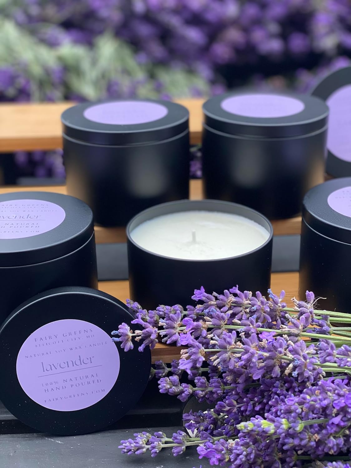 Lavender Soy Candle by Fairy Greens | Handmade Natural Lavender Oil & Soy Wax | Aromatherapy Candle | Long Lasting Candle |All-Natural Lavender Candle | Sleep Well Lavender Candles For Home | 8 oz Tin