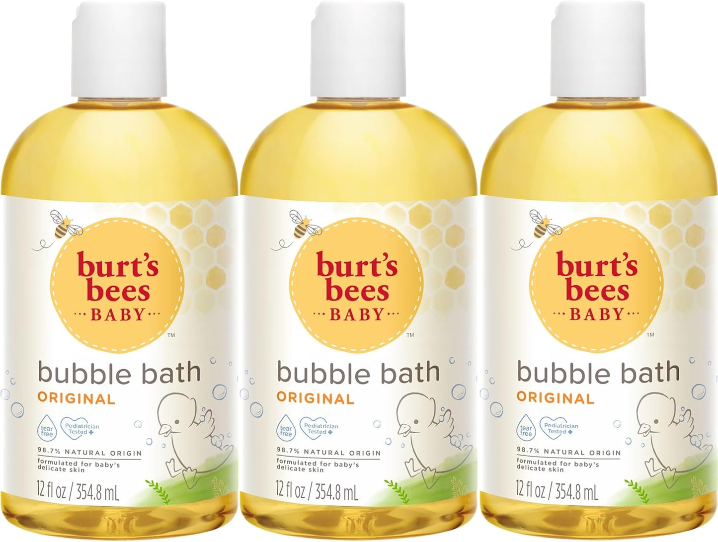 Burt's Bees Baby Bubble Bath, Original Scent, Tear Free Baby Wash for Delicate Skin, 98% Natural Origin, 12 Fl Oz (Pack of 3)
