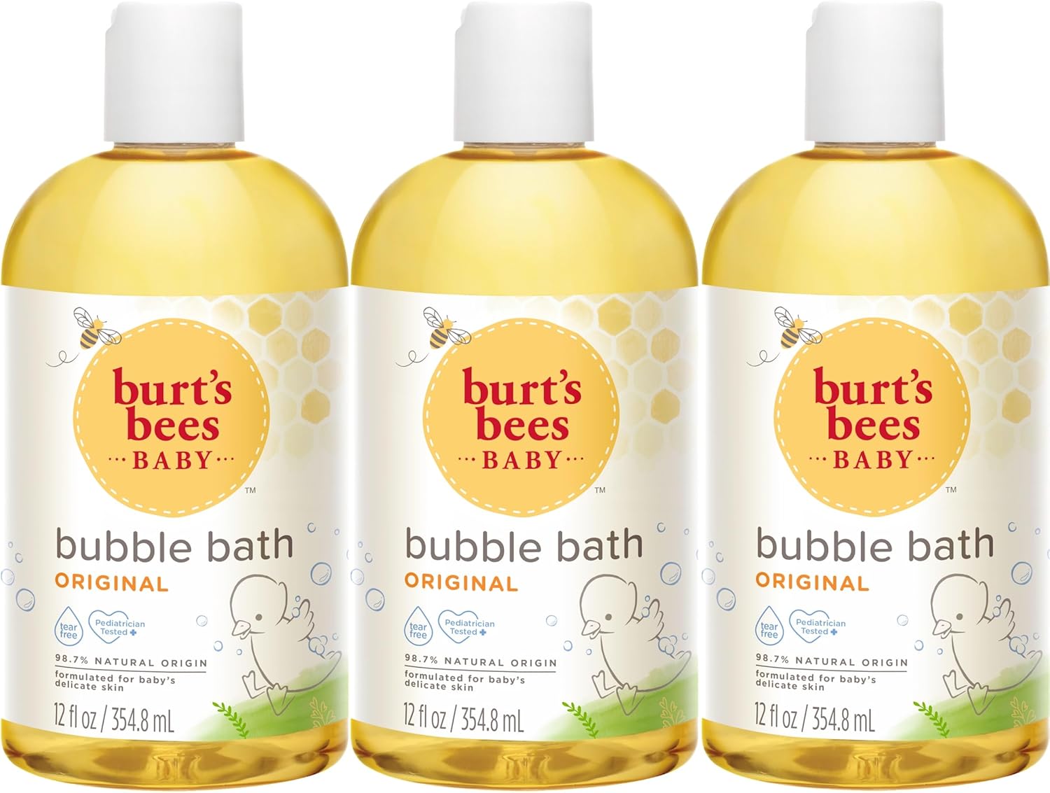 Burt's Bees Baby Bubble Bath, Original Scent, Tear Free Baby Wash for Delicate Skin, 98% Natural Origin, 12 Fl Oz (Pack of 3)