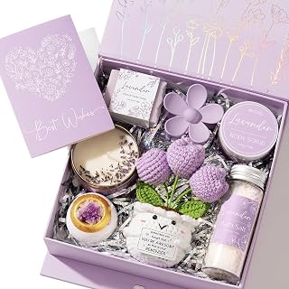 Spa Gifts for Women Bath Gift Set, Lavender Relaxing Spa Gift Baskets Home Bath Set Self Care Kit Care Package Thank You Birthday Mothers Day Easter Gifts for Women Mom Friends Sister Teen Girl Wife
