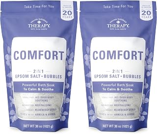 Village Naturals Therapy Comfort Foaming Bath Soak, Blueberry Citrus Scent, 36 oz, Pack of 2