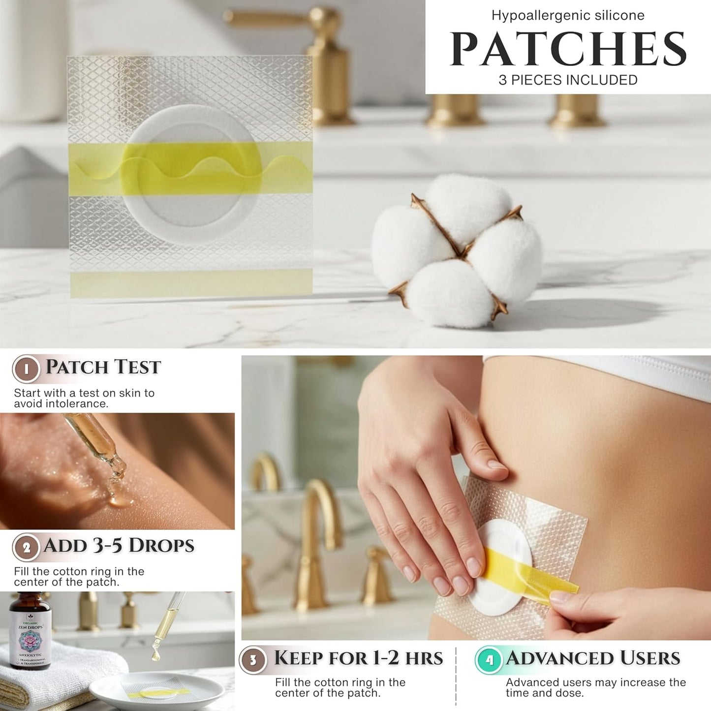 TODICAMP Anxiolytic Navel Patch & Skin Application Calming Essential Oil Blend for Relief & Relaxation - Bergamot Orange Ylang Ylang Frankincense Lemongrass in Castor Oil - 0.34oz