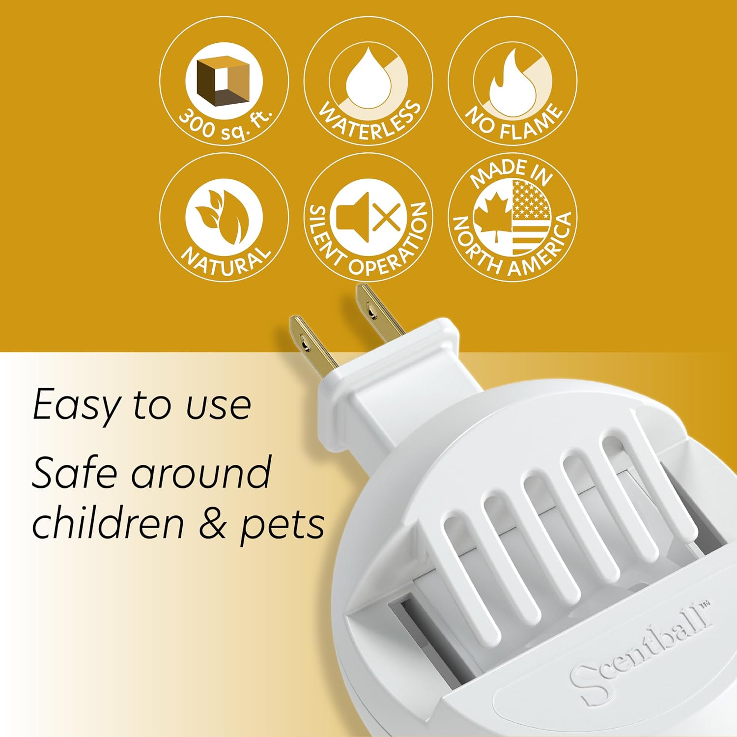 AromaHouse Scentball Plug-in Waterless & Cordless Aromatherapy Diffuser (White) with 5 Refill Pads, 1 Count