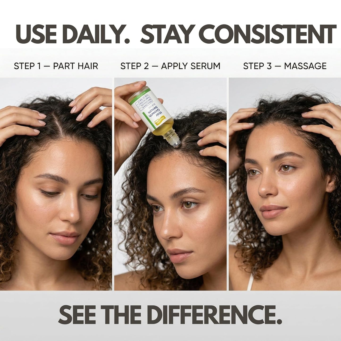 Hair Growth Serum Roll On, Scalp Roller Serum with Precision Applicator for Men and Women, Non-Greasy Formula, Supports Healthier Looking Hair, Targets Thin Edges, Bald Spots & Weak Roots 30ml
