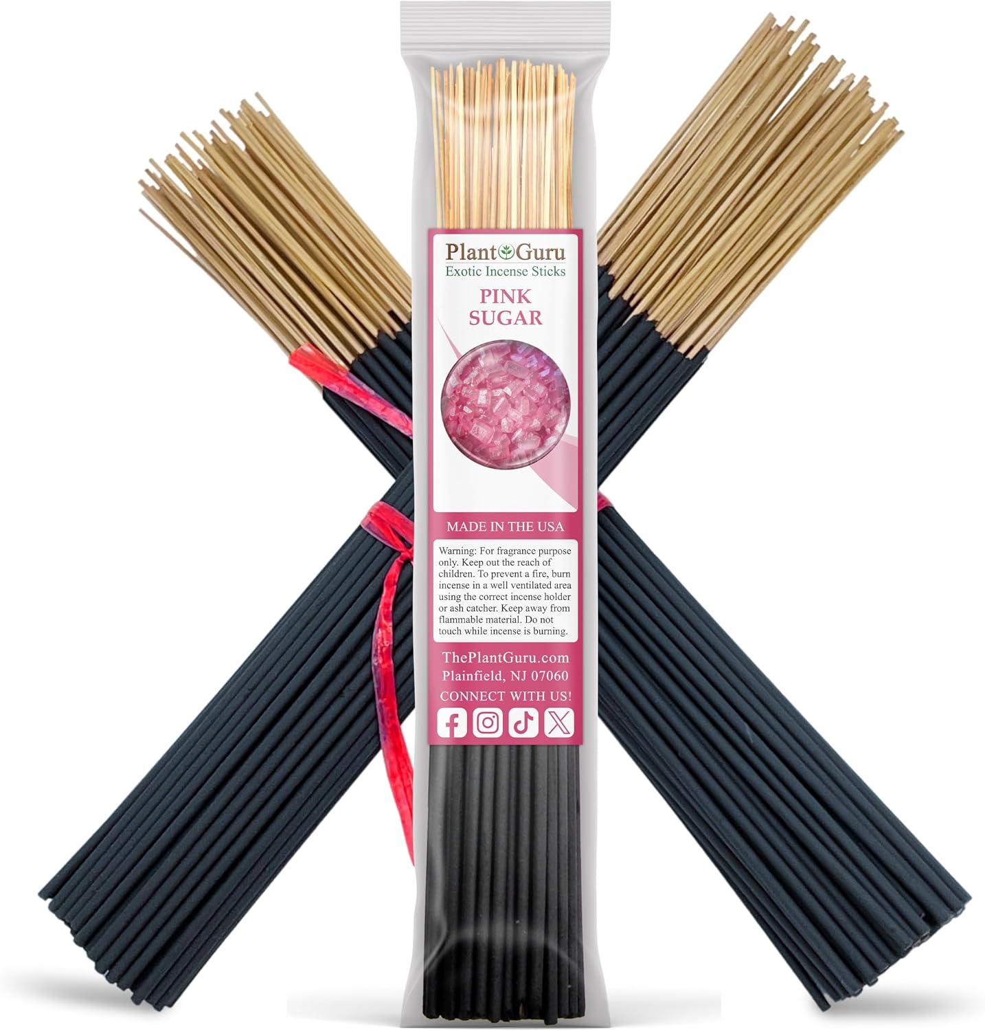 Pink Sugar Incense Sticks 11" - 1 Bundle 85 to 100 Sticks - Smooth and Clean Long Burn Time, 45 to 60 Minutes.