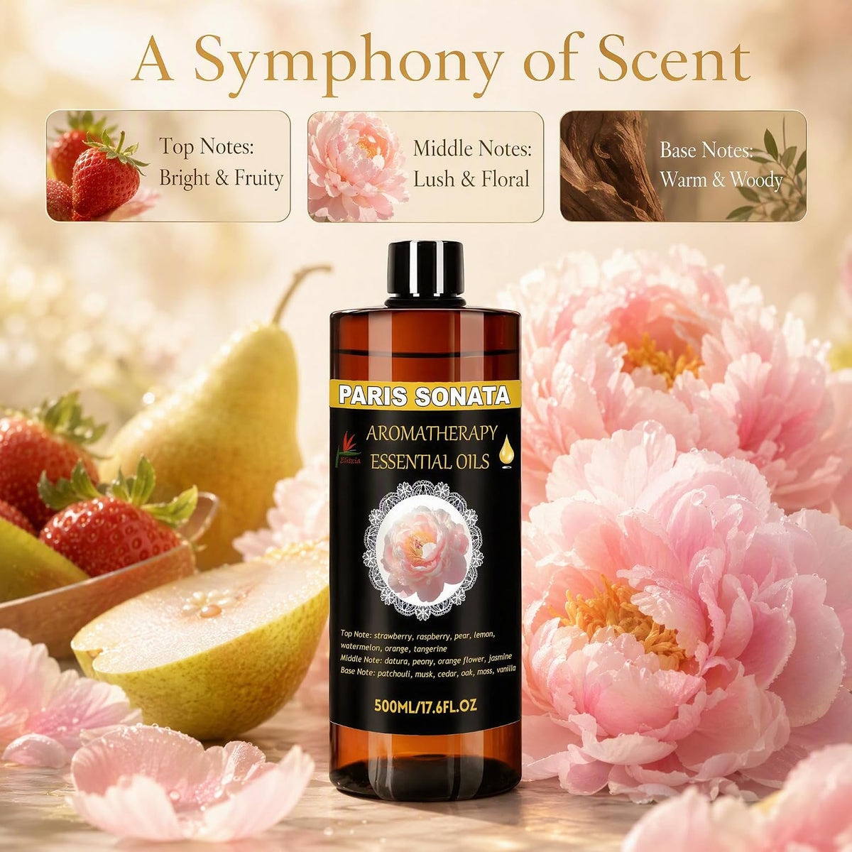 Elitzia Paris Sonata Essential Oil Refill for Ultrasonic Diffuser 17.6fl.oz