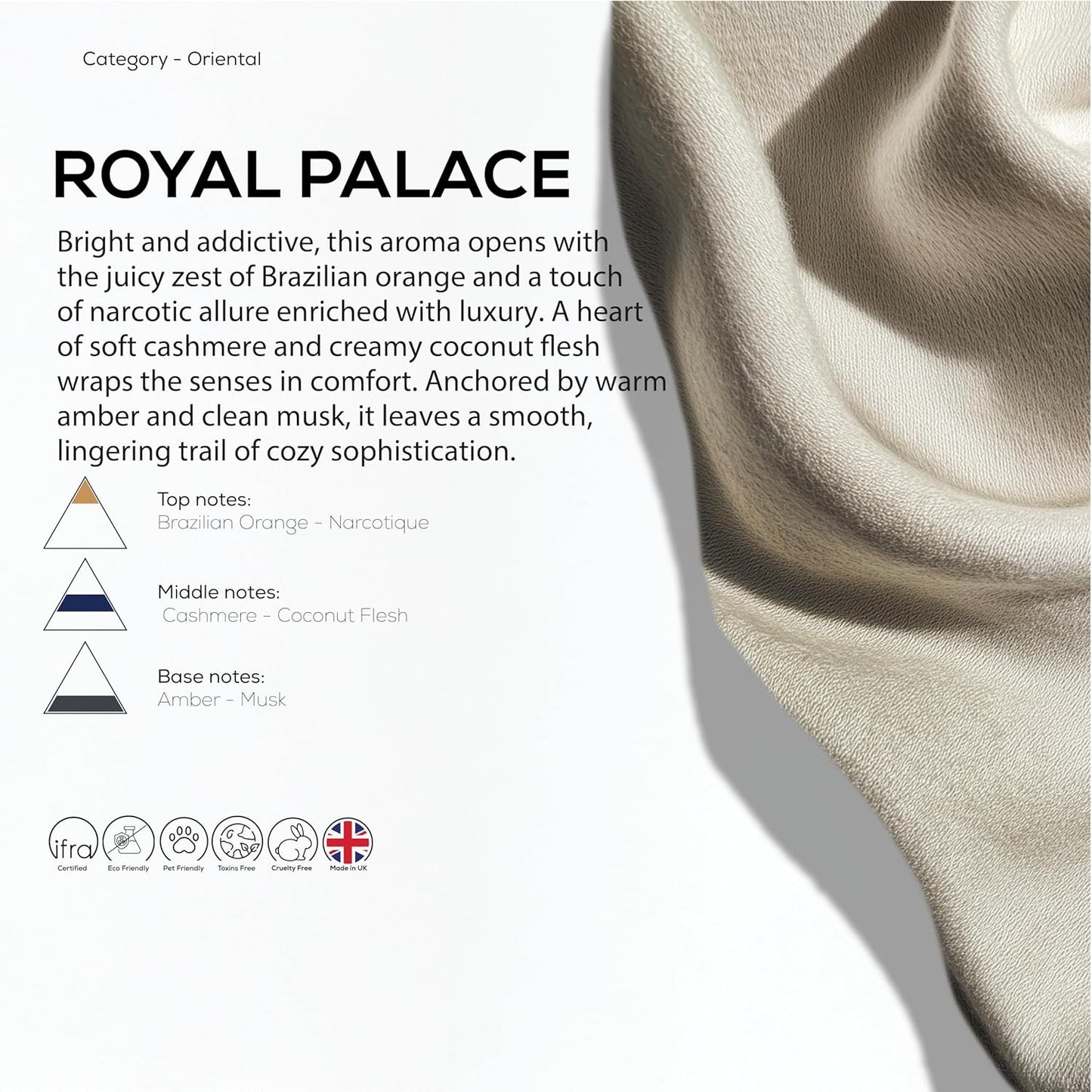 Dr Scent Diffuser Aroma Oil - Royal Palace - Brazilian Orange (Top), Narcotique, (Middle) Cashmere, Coconut Flesh, (Base) Amber and Musk Notes (500ml)