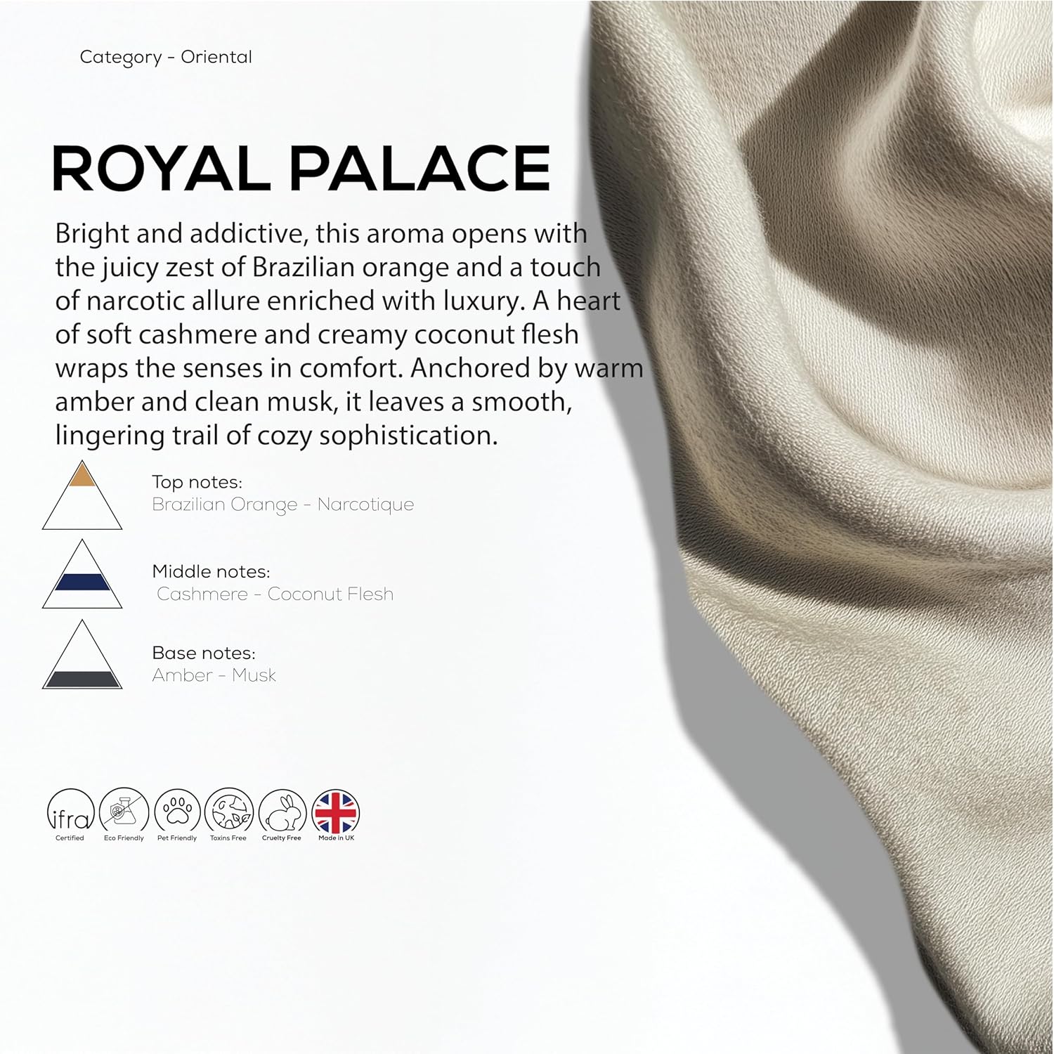 Dr Scent Diffuser Aroma Oil - Royal Palace - Brazilian Orange (Top), Narcotique, (Middle) Cashmere, Coconut Flesh, (Base) Amber and Musk Notes (500ml)