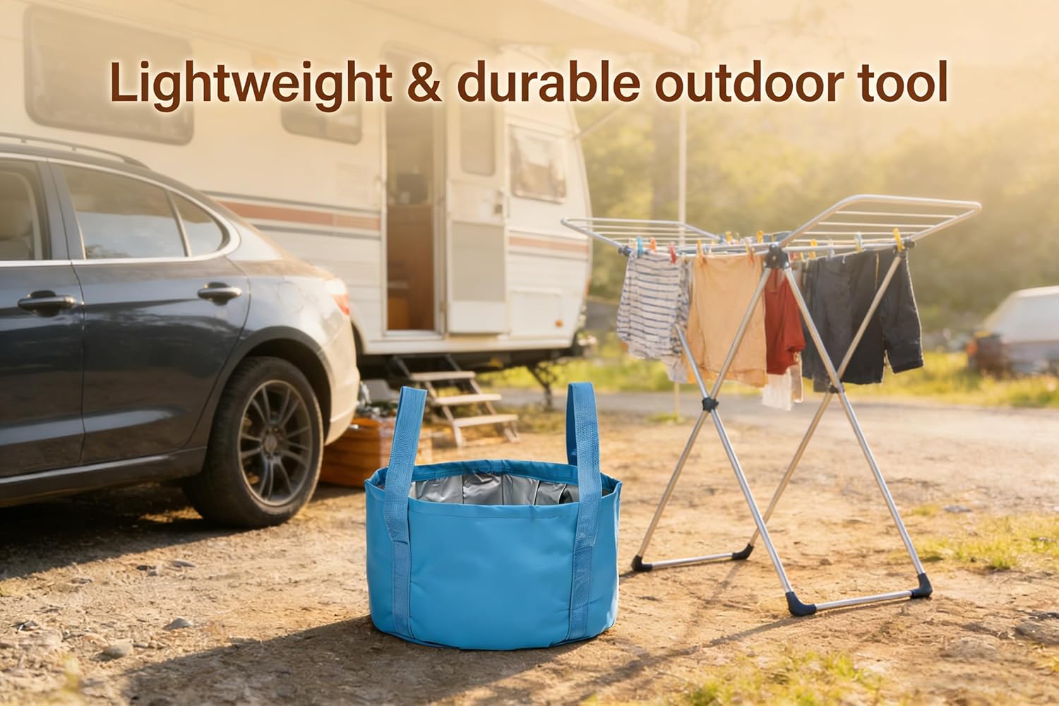 Foldable Washing Basin, Portable Travel Outdoor Collapsible Bucket Foot Soak Bucket Heat Preservation Waterproof (Blue)