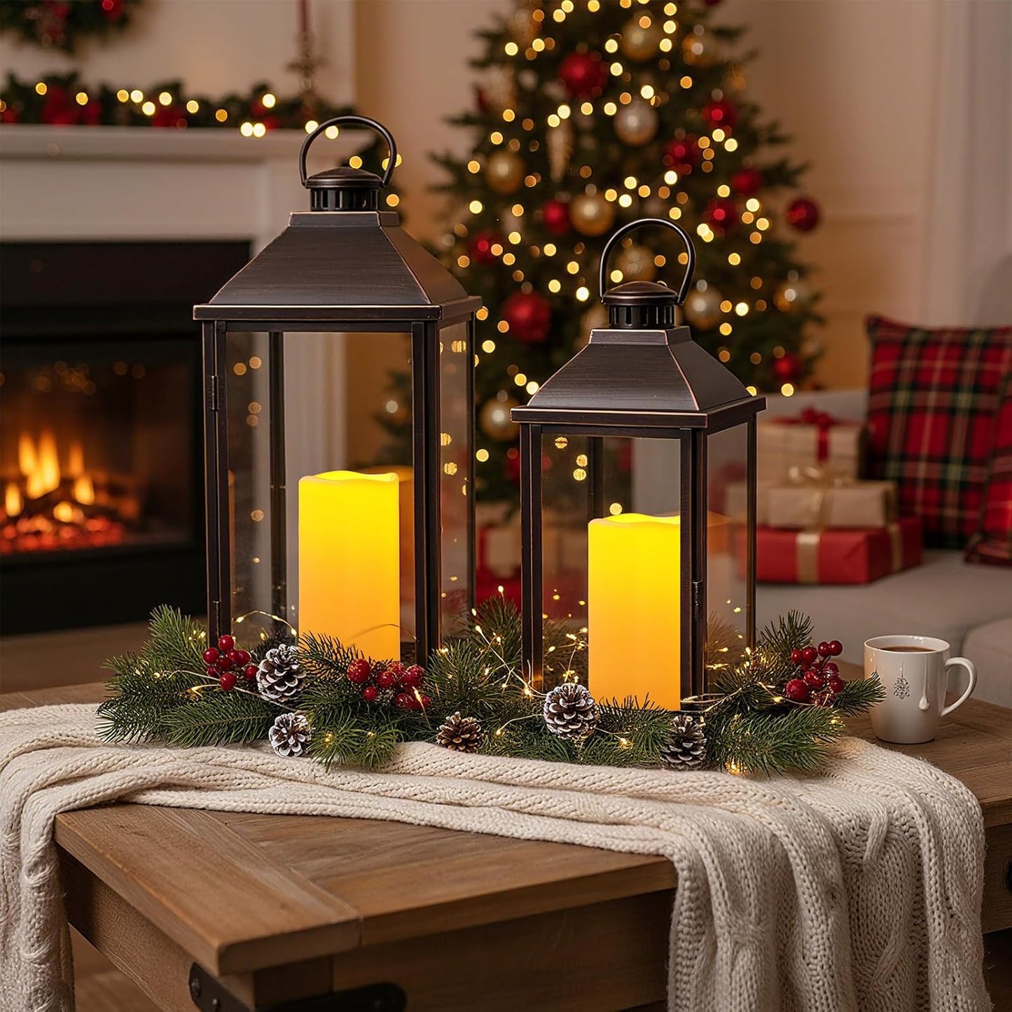 Amagic 2 Pack 8" x 4" Outdoor Plastic Electric flameless Candles with Remote Control and Timer, Battery Operated Flickering LED Pillar Fake Candle for Home, Wedding Decor, Ivory