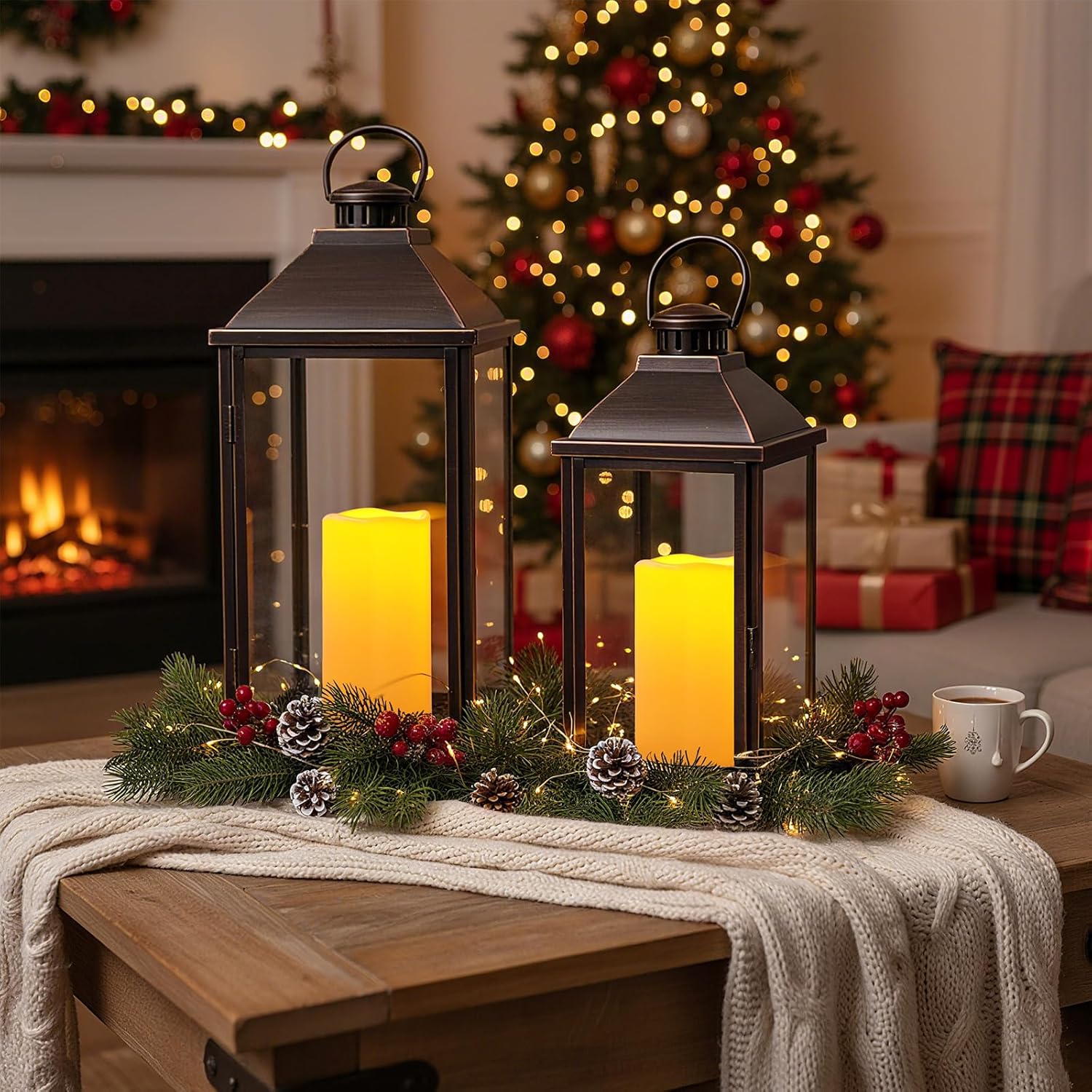 Amagic 2 Pack 8" x 4" Outdoor Plastic Electric flameless Candles with Remote Control and Timer, Battery Operated Flickering LED Pillar Fake Candle for Home, Wedding Decor, Ivory