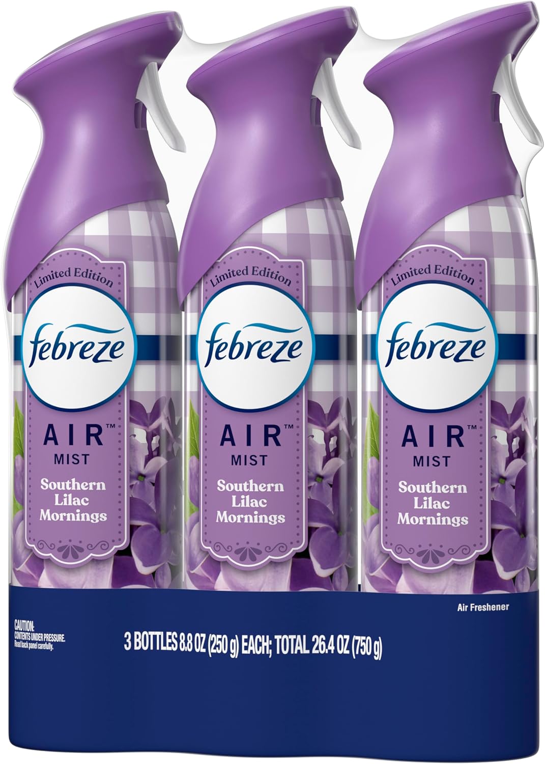 Febreze Air Mist Air Freshener Spray, Odor-Fighting Room Spray, Air Fresheners for Home and Bathroom and Kitchen, Aerosol Can, Southen Lilac Mornings Scent, Purple, 8.8oz (Pack of 3)