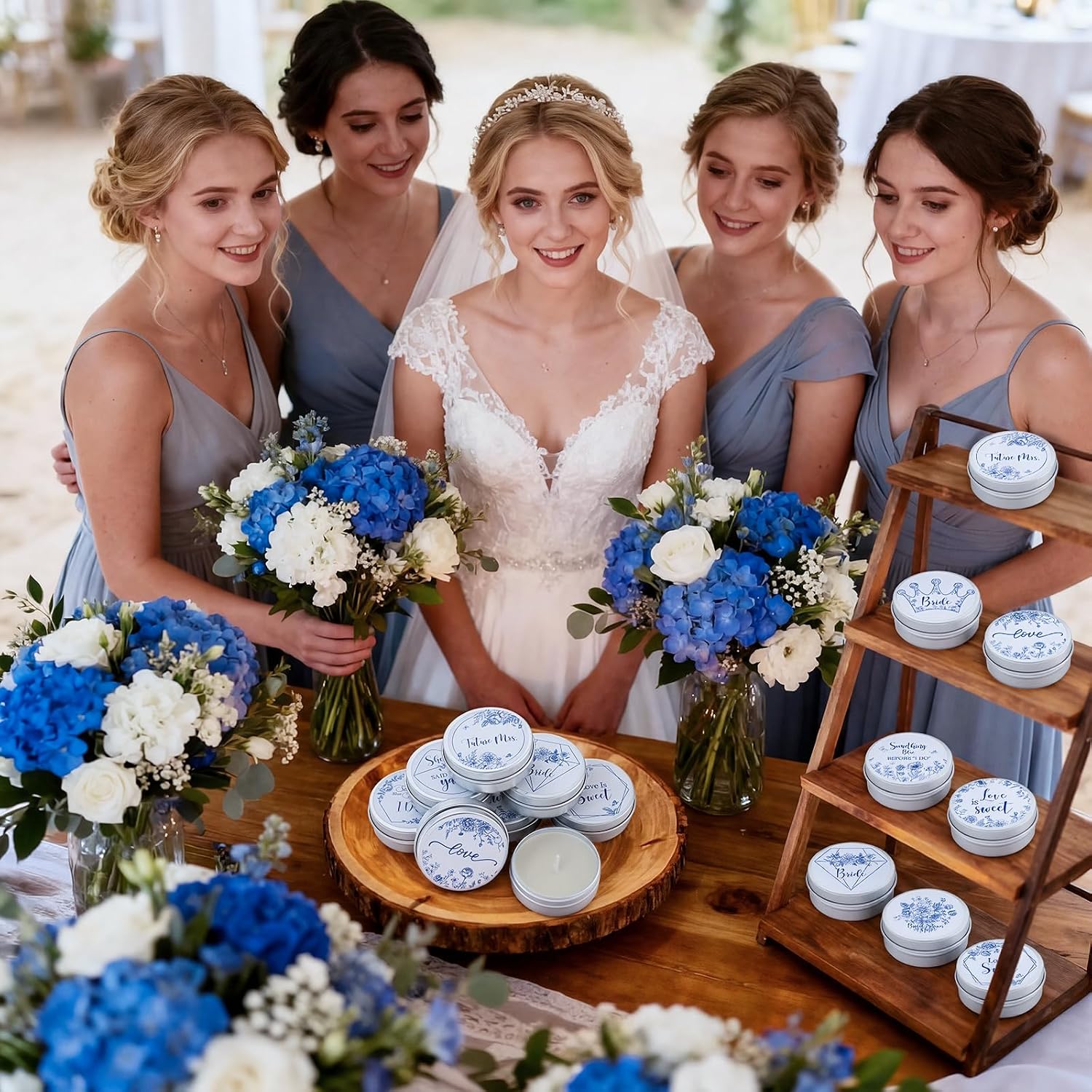 Treela 24 Pcs Something Blue Before I Do Candles Favors Lavender Scented Candle Tins with Lids Floral Candle Gift Favors for Something Blue Bridal Shower Bachelorette Engagement Wedding Party