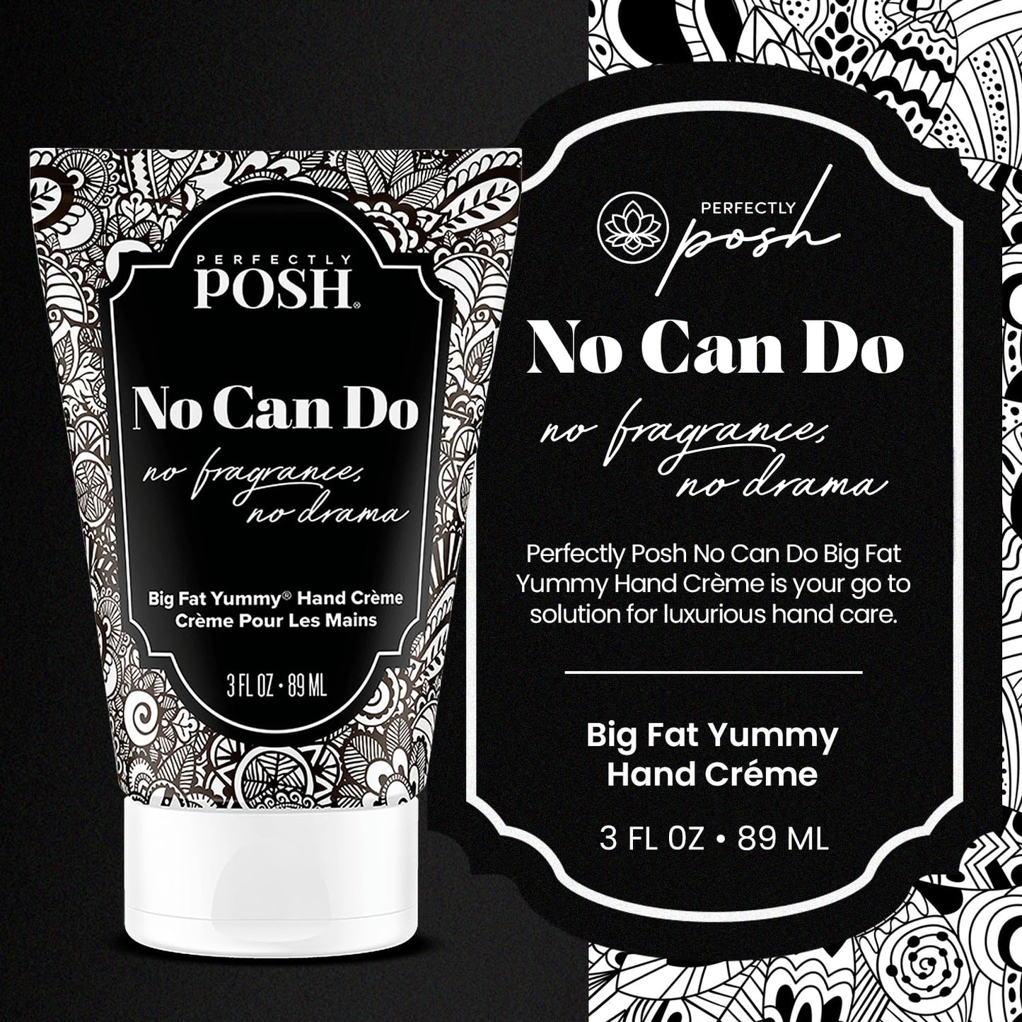 Perfectly Posh - No Can Do Big Fat Yummy Hand Crème - Fragrance-Free Non-Greasy Hand Cream with Apricot Kernel and Coconut Oil - 89ml