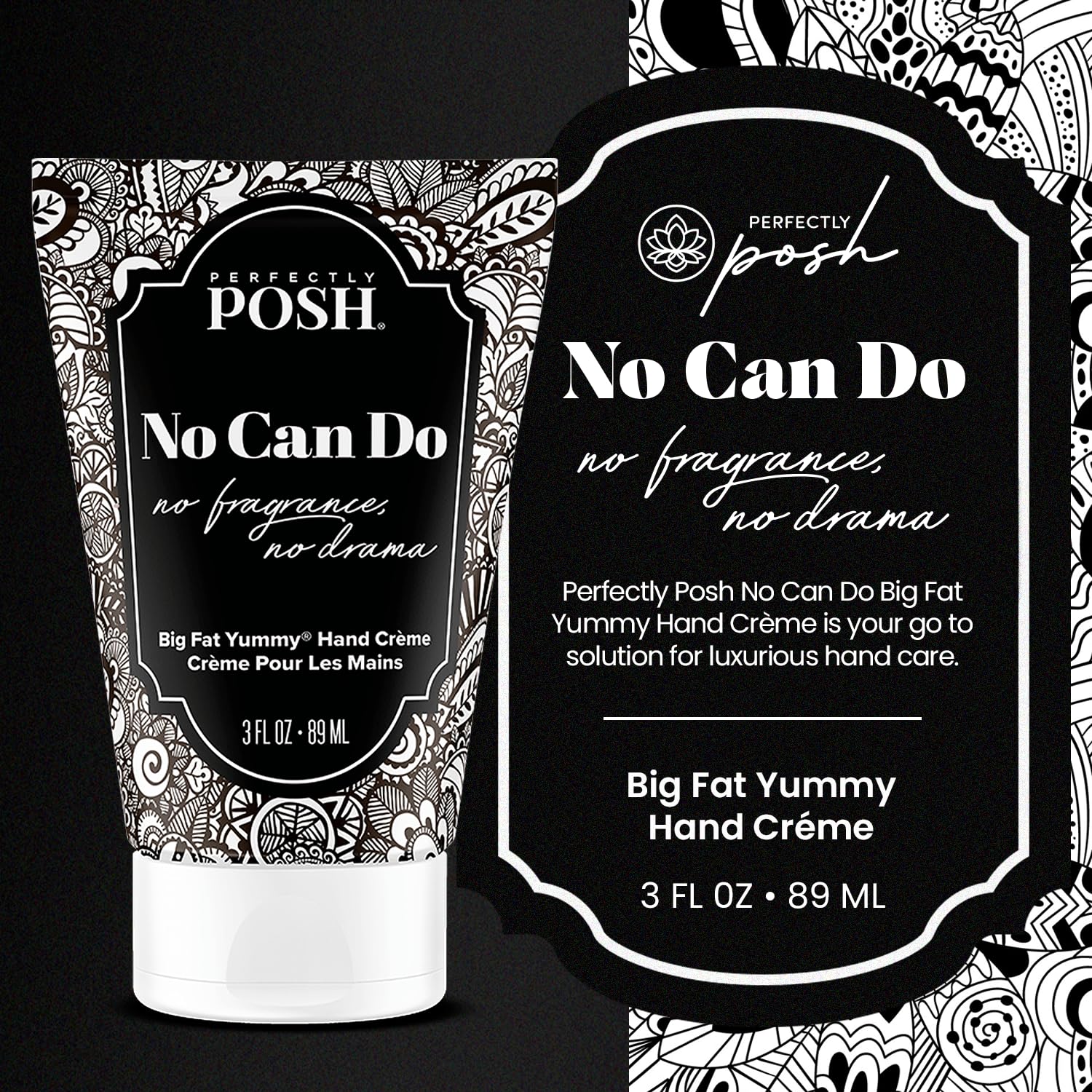 Perfectly Posh - No Can Do Big Fat Yummy Hand Crème - Fragrance-Free Non-Greasy Hand Cream with Apricot Kernel and Coconut Oil - 89ml