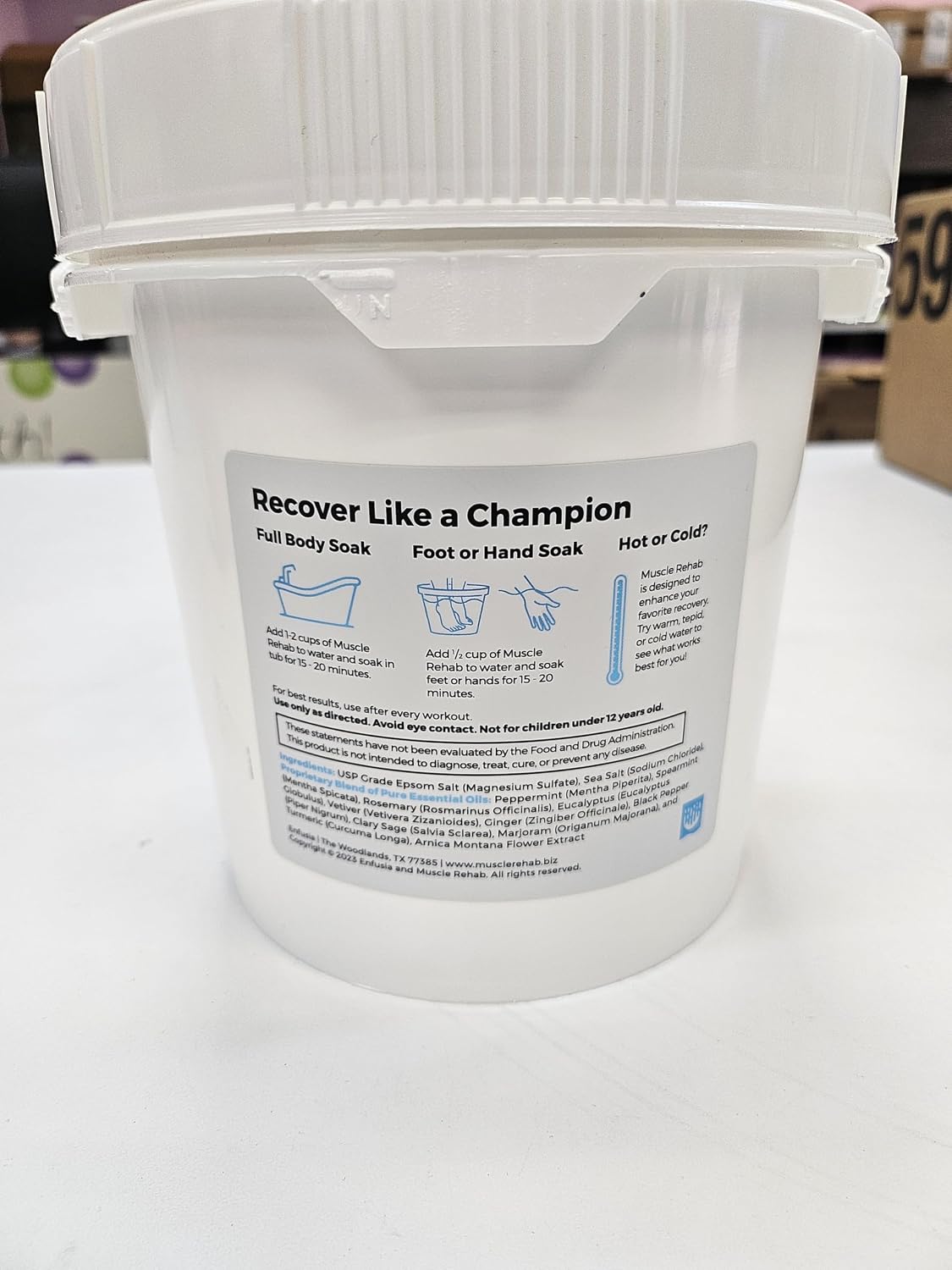 Muscle Rehab Sports Recovery Epsom Salt Bath Soak | 6 lb Pail : Professional Strength Magnesium & Arnica Formula for Deep Muscle Relief, Stiffness, & Fatigue | Natural Peppermint & Eucalyptus