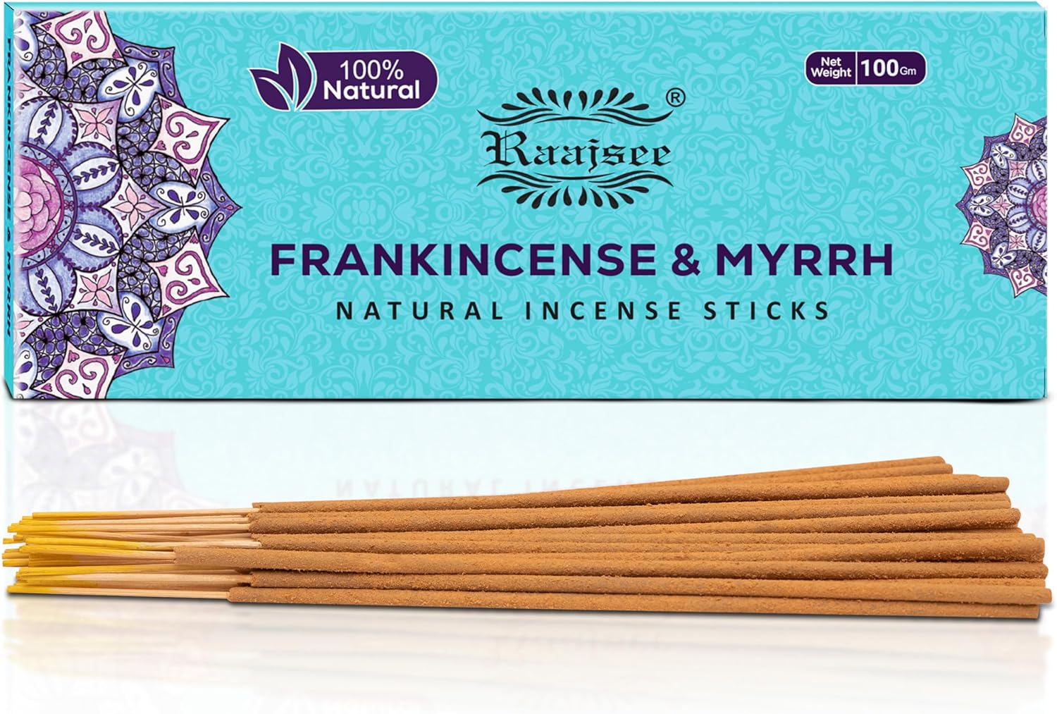 Pure Frankincense & Myrrh Incense Sticks, 100%-Natural Charcoal Free Organic Non Toxic Clean Burning Handmade Insence Sticks 100 gm Pack, Meditation Gifts – Spritual Cleansing