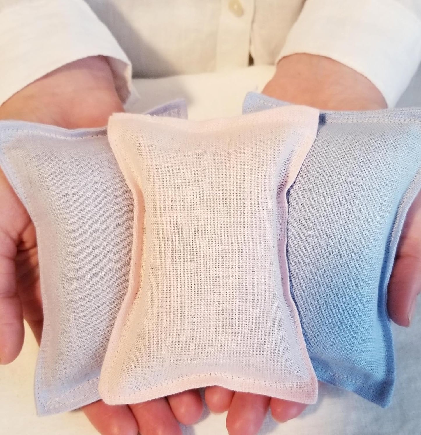 Lavender Drawer Sachets - Set of 3, Organic Linen, Aromatherapy Home Gift, Lavender Bags for Clothes | Pastel Shades